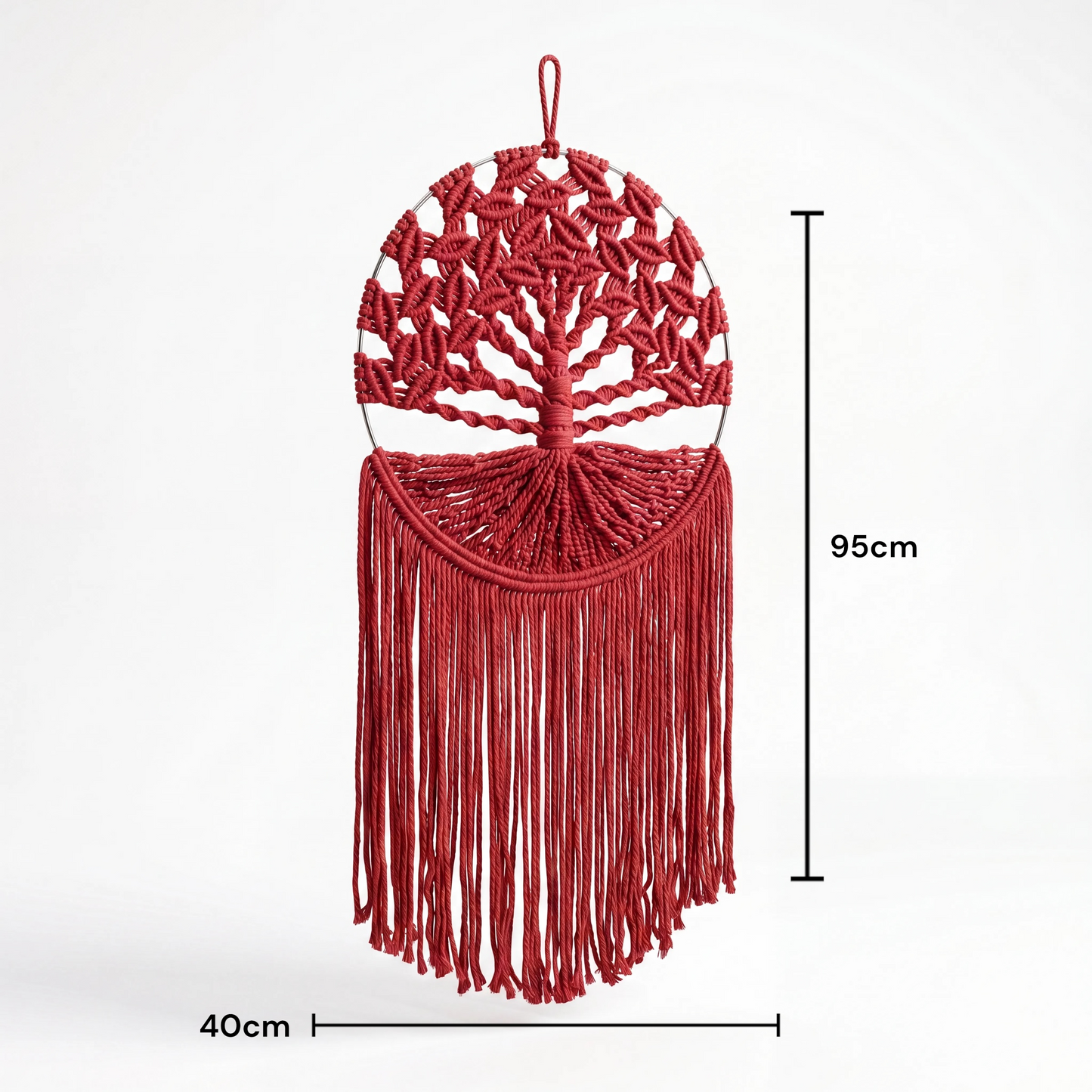 Tree of Life Macrame Wall Hanging –Oxblood Red