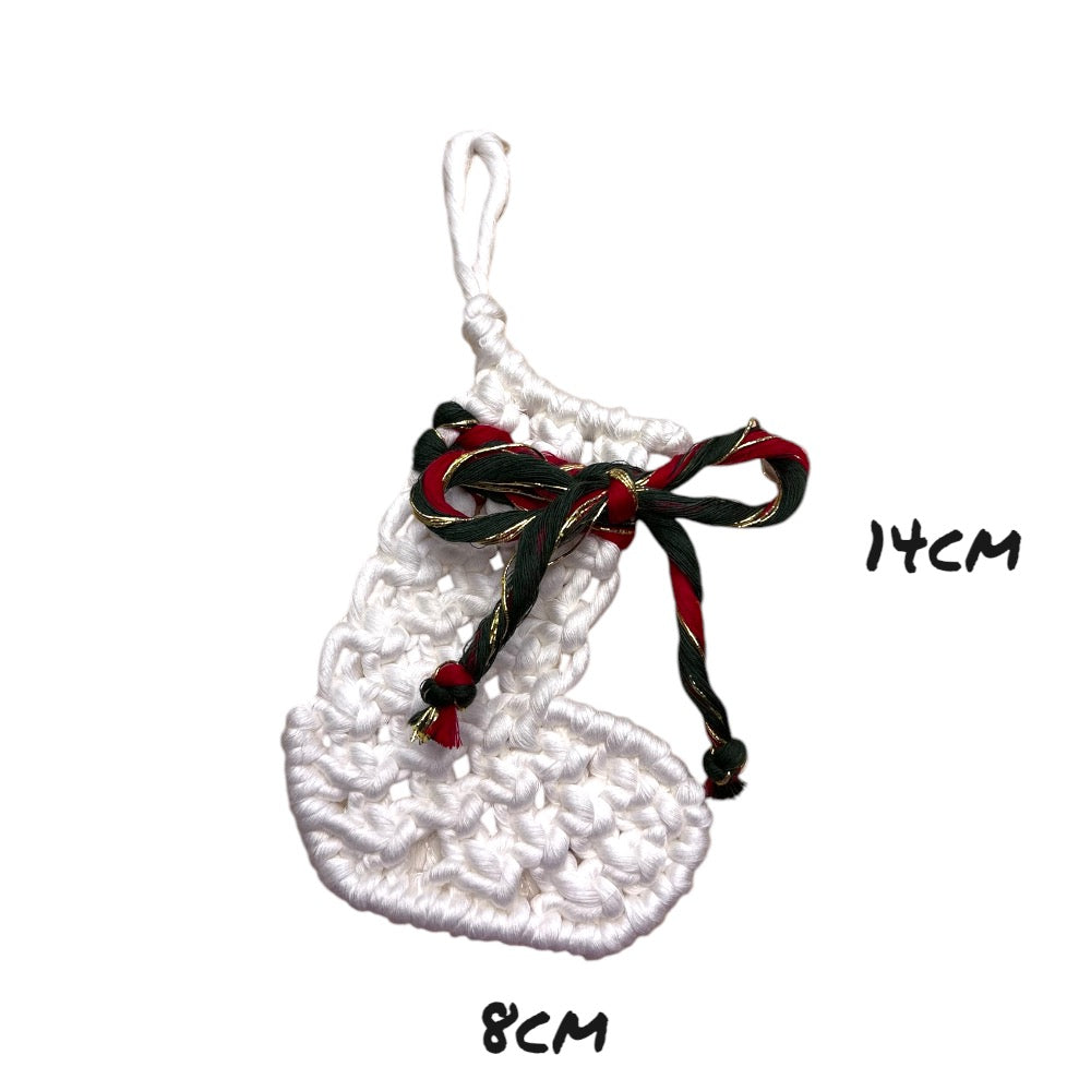 Set of 6 Macrame Christmas Stocking Christmas Tree Ornament