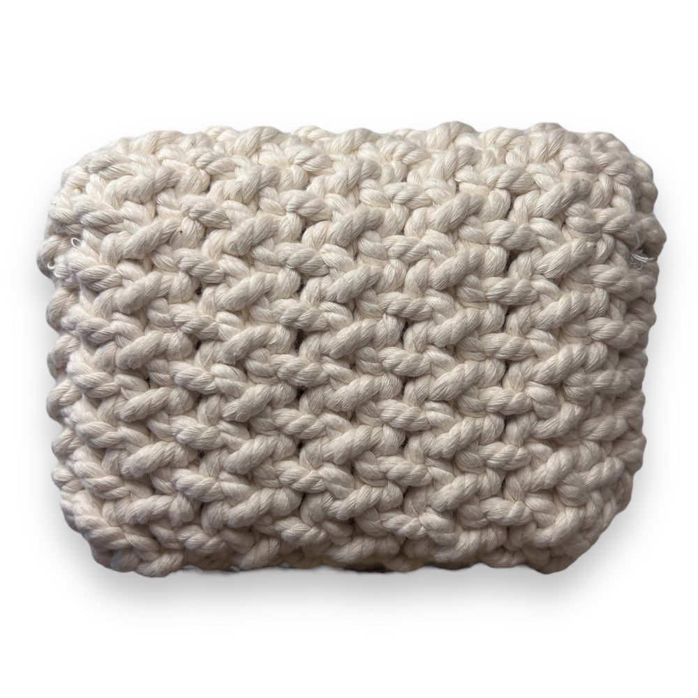Beige Mini Clutch Bag – Handmade Knit Crossbody Wallet