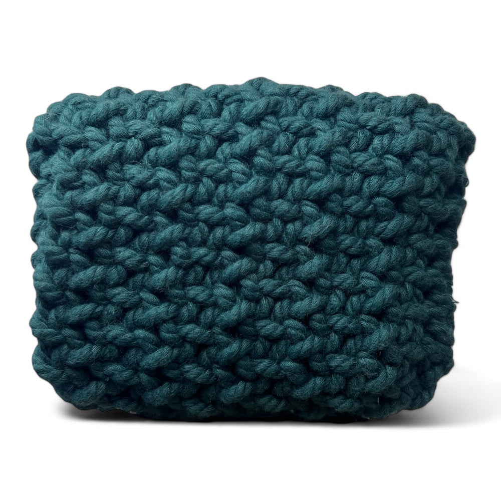 Deep Teal Mini Clutch Bag – Handmade Knit Crossbody Wallet