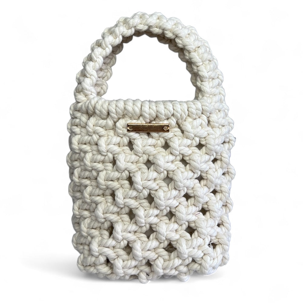 Borsa a tracolla mini in macramè color ecru Macramus