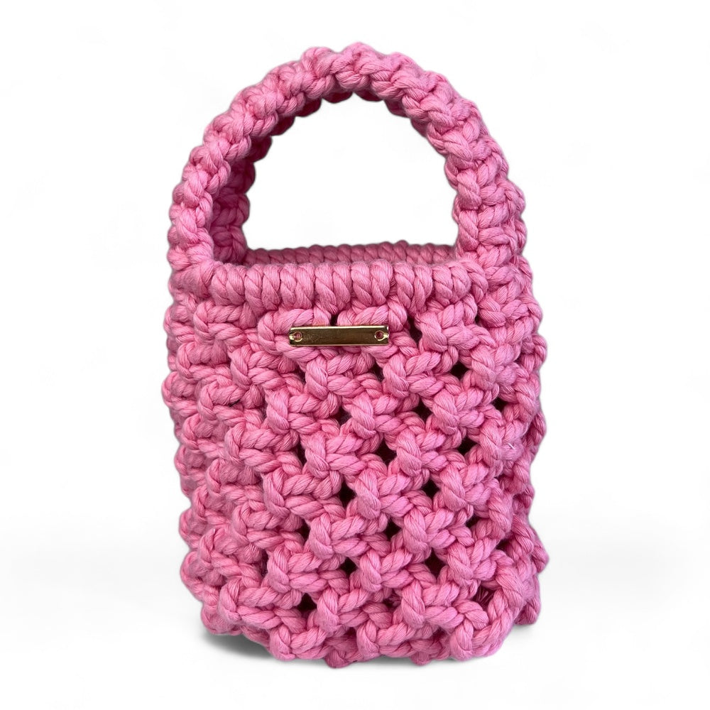 Mini sac bandoulière en macramé corail Macramus