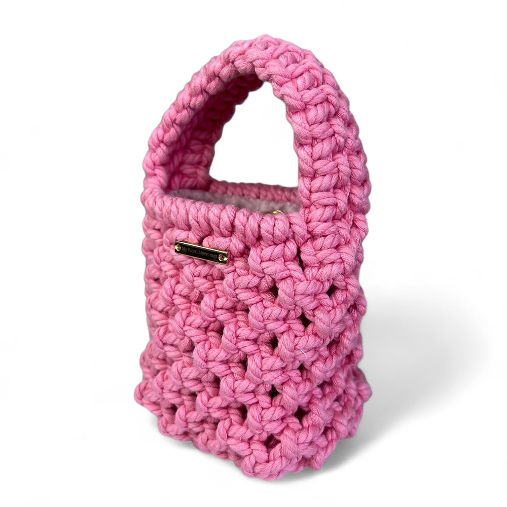 Mini sac bandoulière en macramé corail Macramus