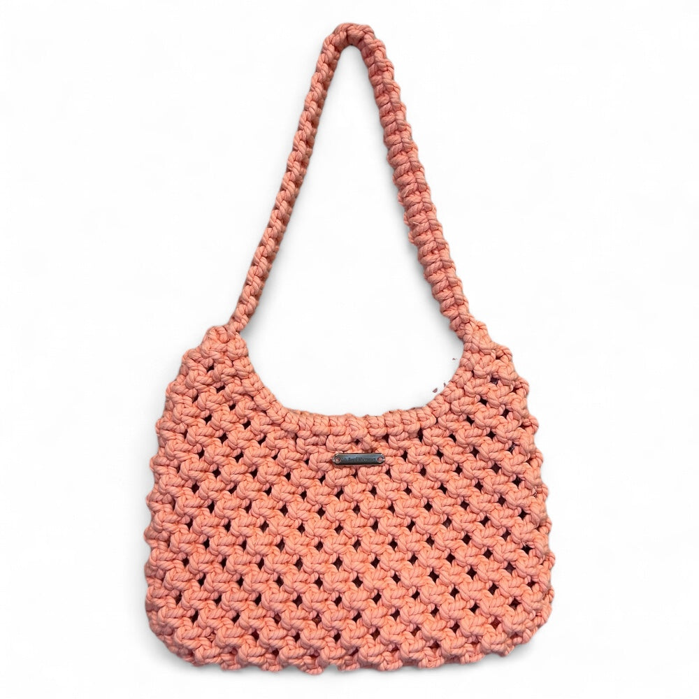 Borsa a mano e a tracolla in macramè con bocca di cuccioli