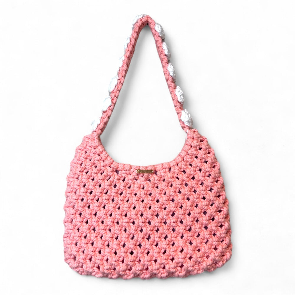 Puppies Mouth - Borsa a tracolla in macramè floreale bianco