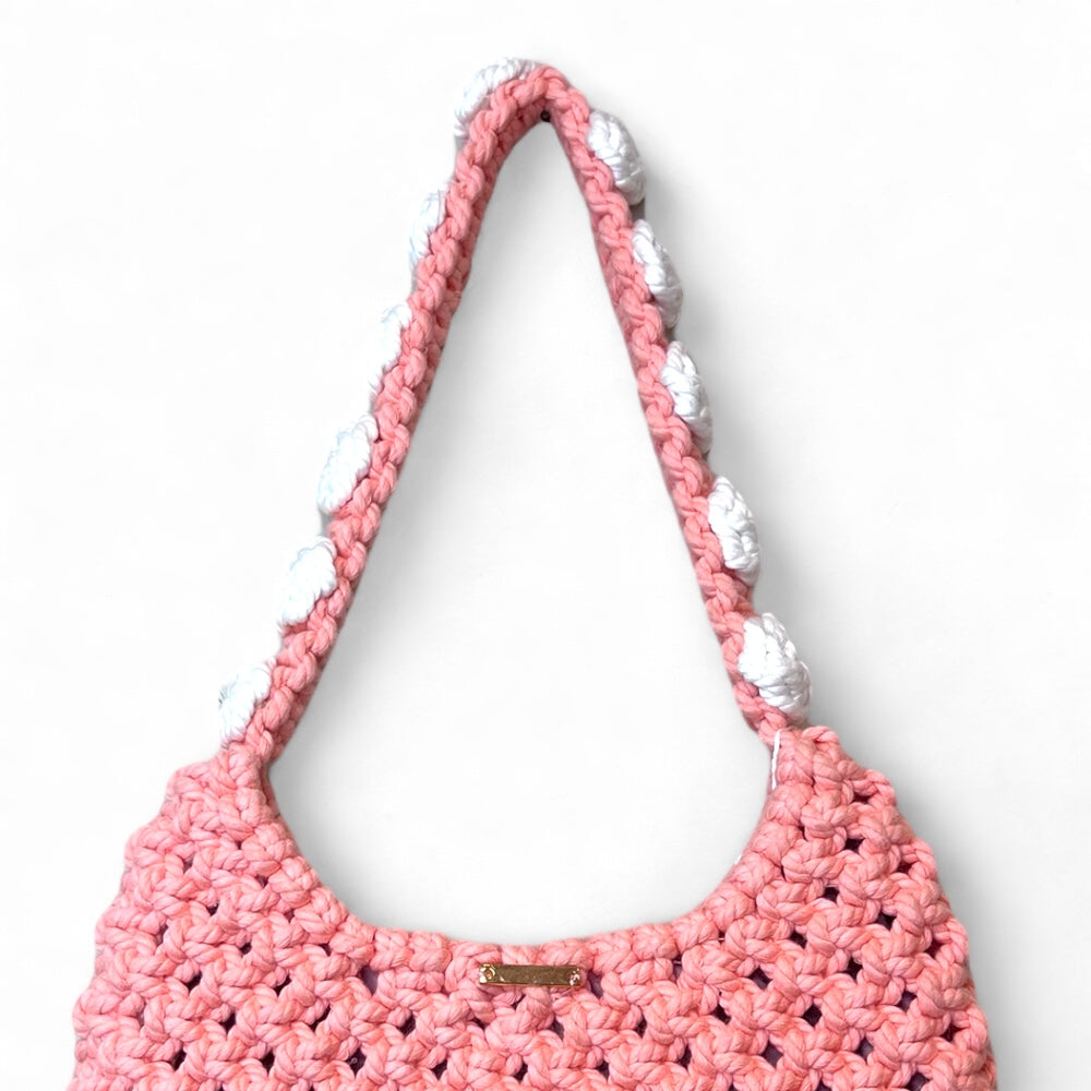Puppies Mouth - Borsa a tracolla in macramè floreale bianco
