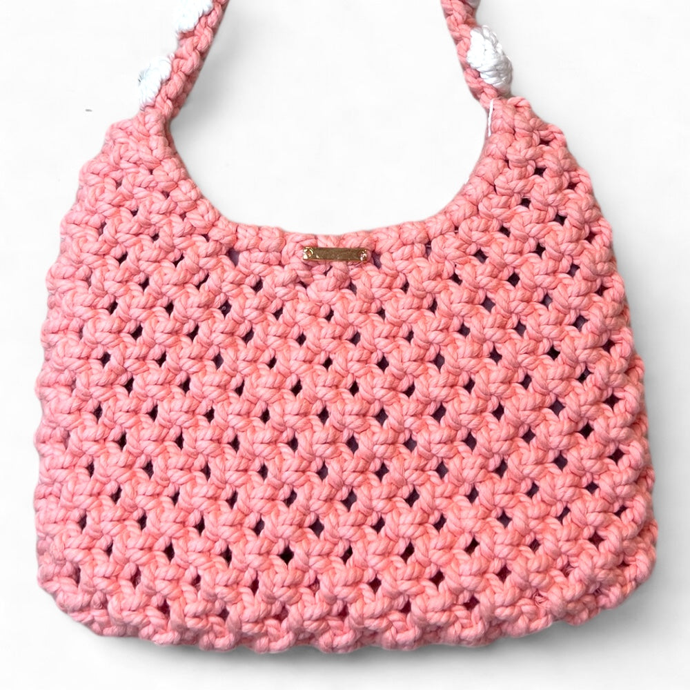 Puppies Mouth - Borsa a tracolla in macramè floreale bianco