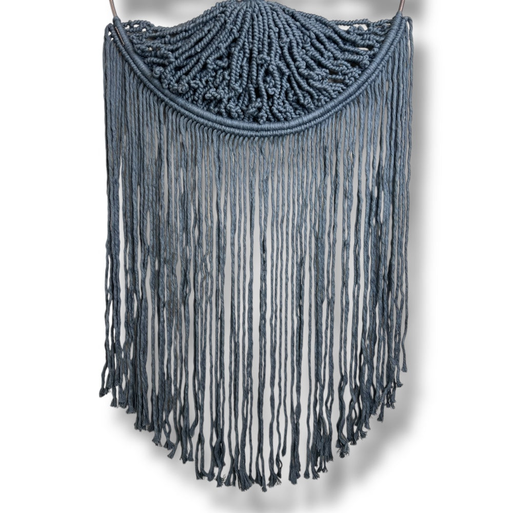 Pastel Denim Blue Tree Of Life Dream Catcher Macrame Wall Hanging