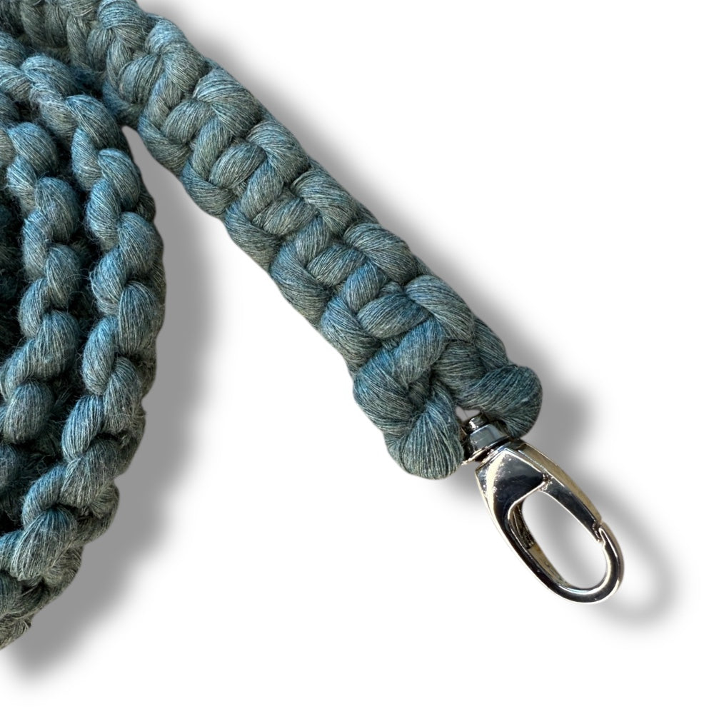 Denim Blue Macrame Beaded Bag
