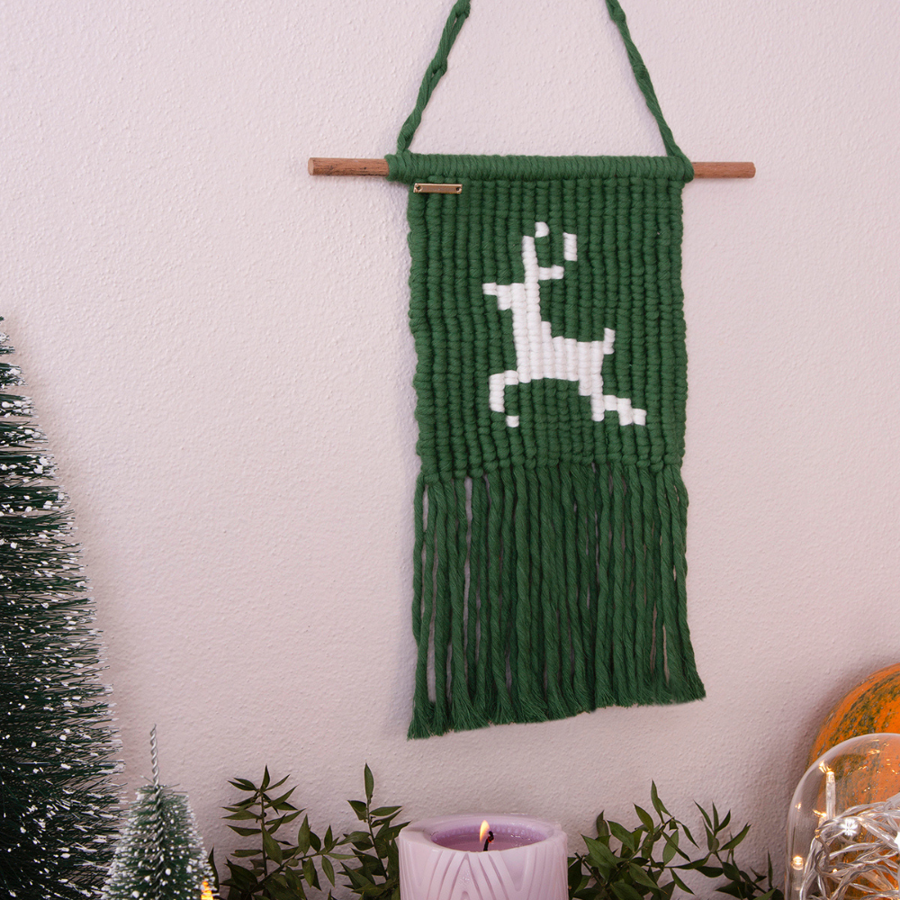 Flossie Deer Christmas Macrame Wall Decor