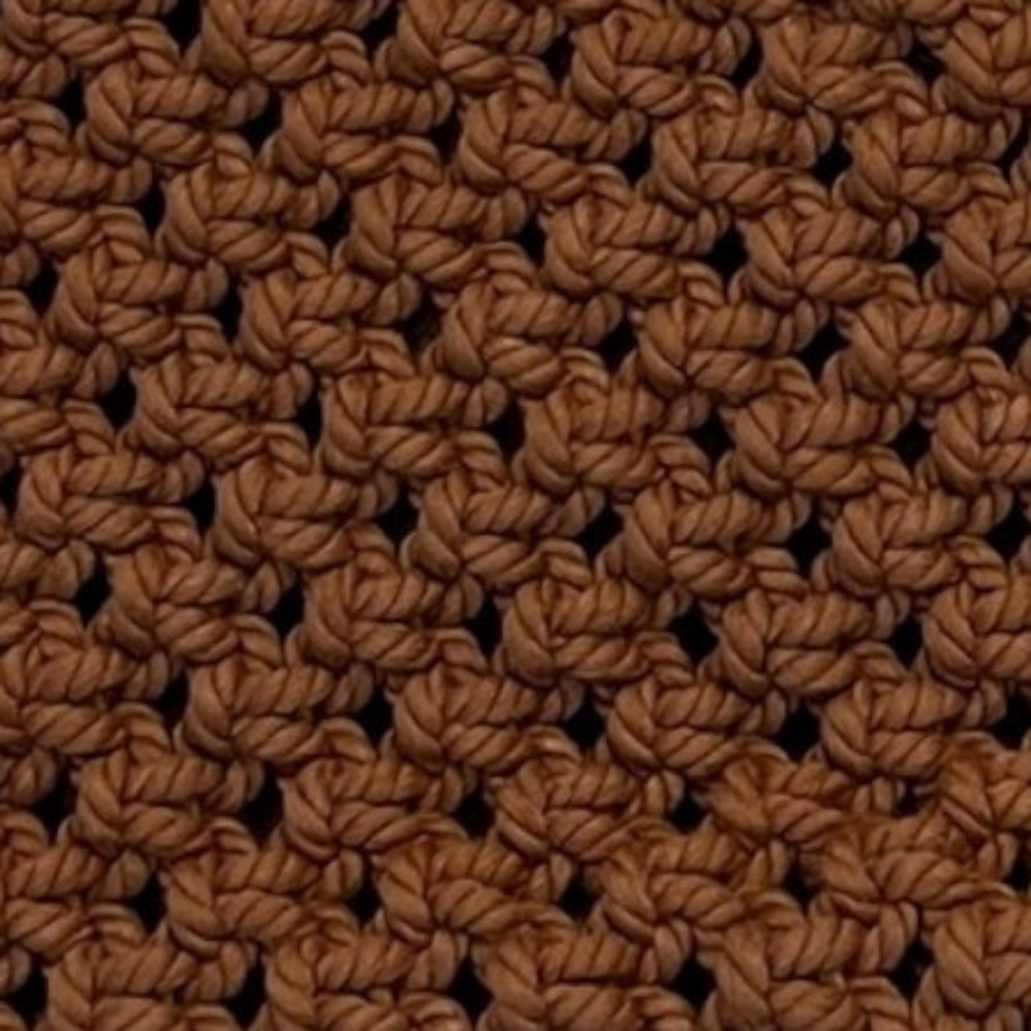 Detailed texture of cocoa brown macrame bag handcrafted knot pattern premium woven handbag