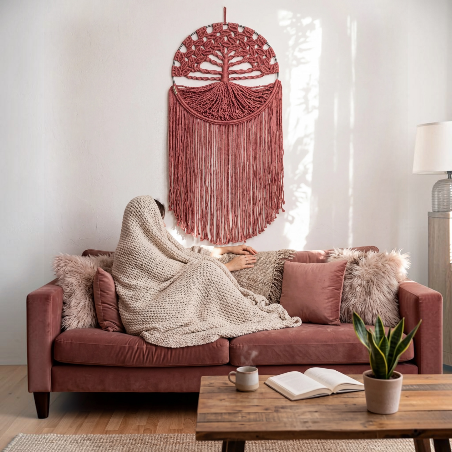 Tree of Life Macrame Wall Hanging – Dusty Rose