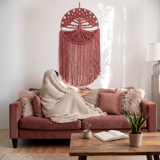Tree of Life Macrame Wall Hanging – Dusty Rose