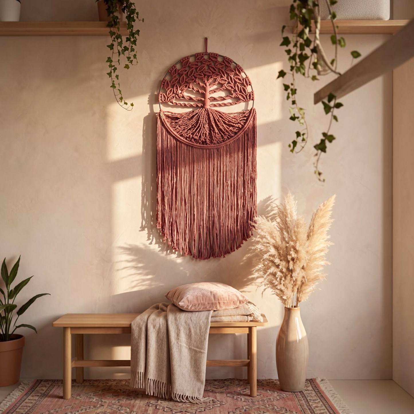 Tree of Life Macrame Wall Hanging – Dusty Rose