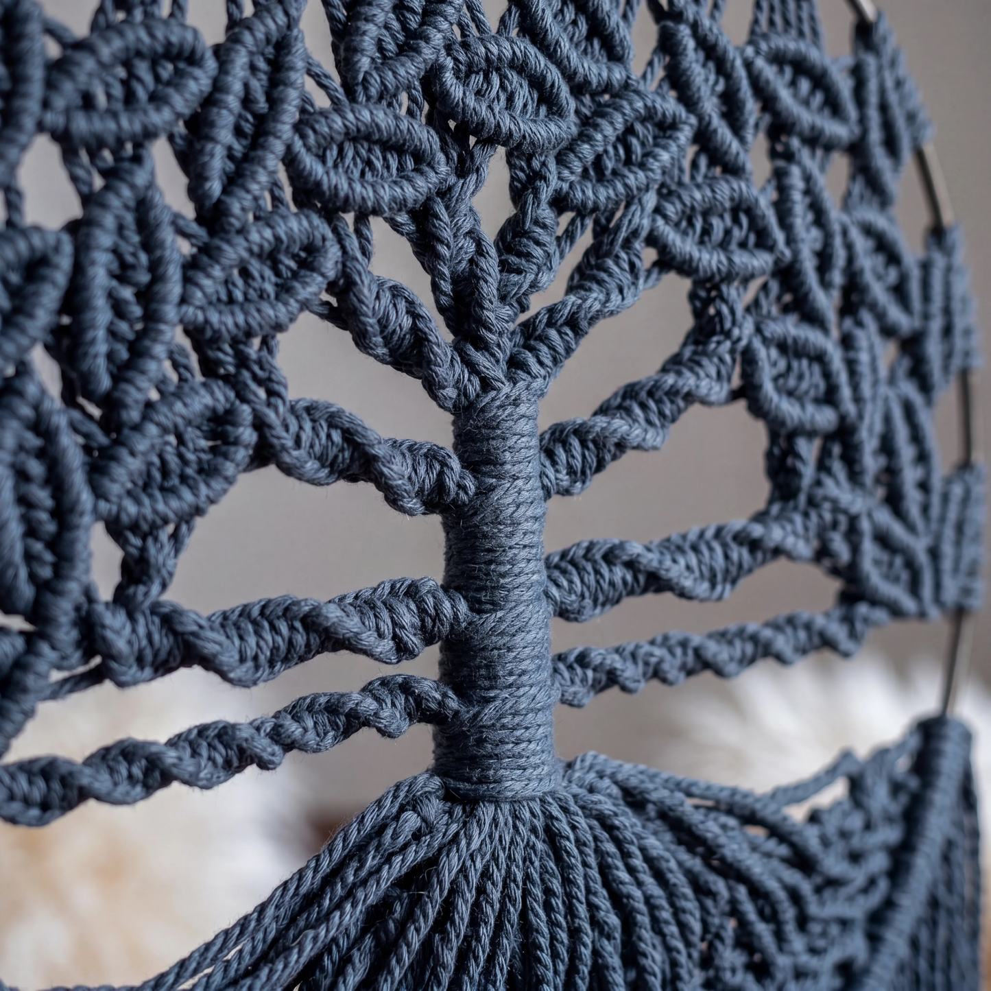 Tree of Life Macrame Wall Hanging – Pastel Denim Blue