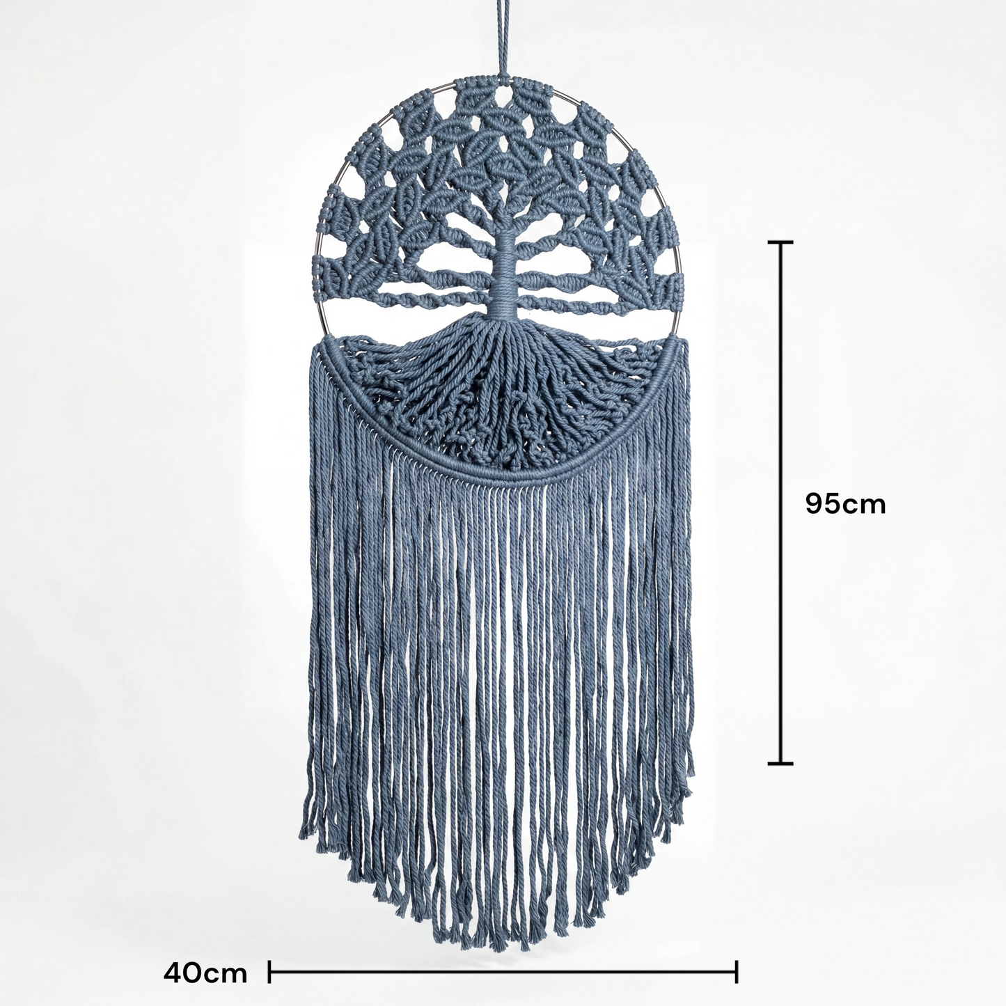 Tree of Life Macrame Wall Hanging – Pastel Denim Blue