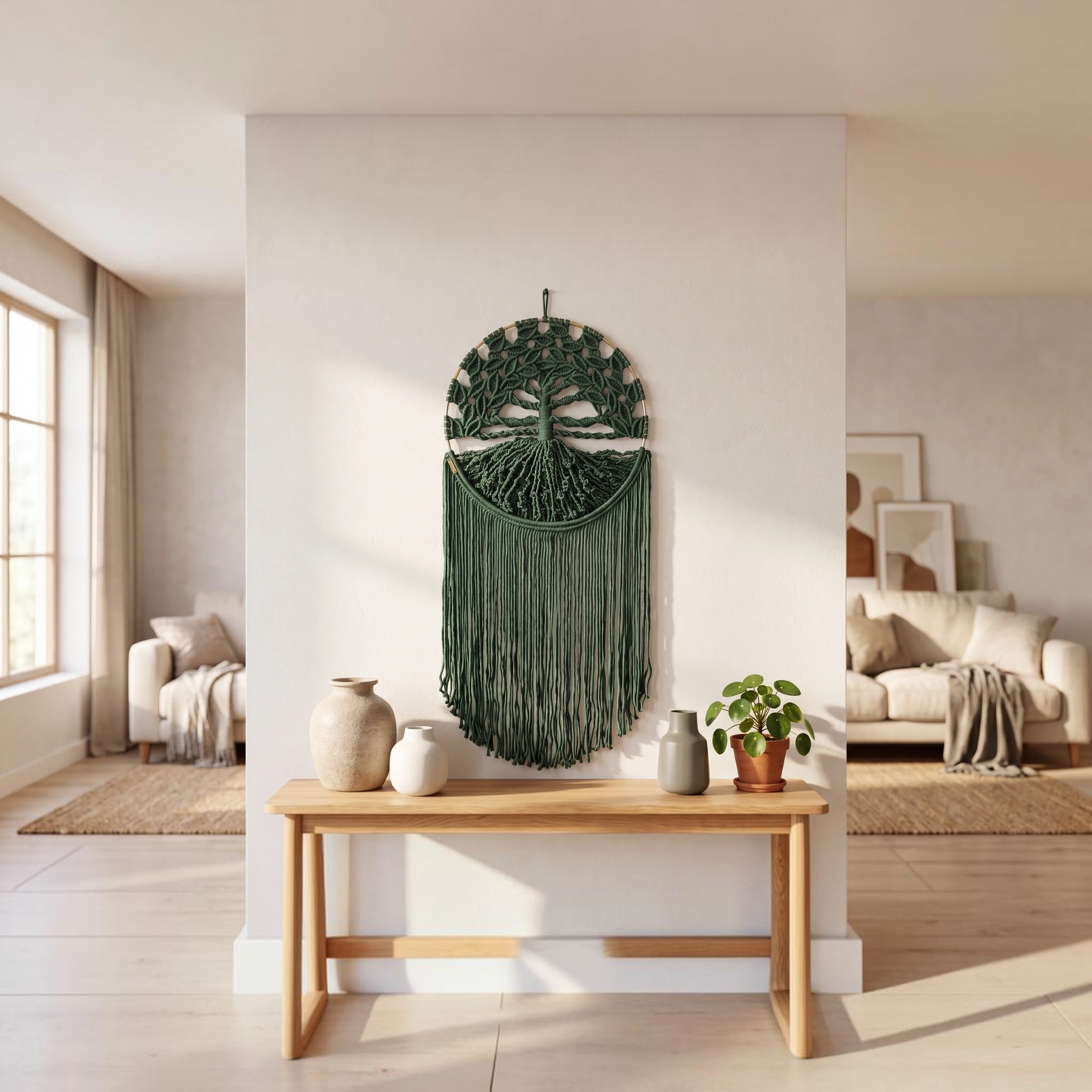 Tree of Life Macrame Wall Hanging – Forest Green