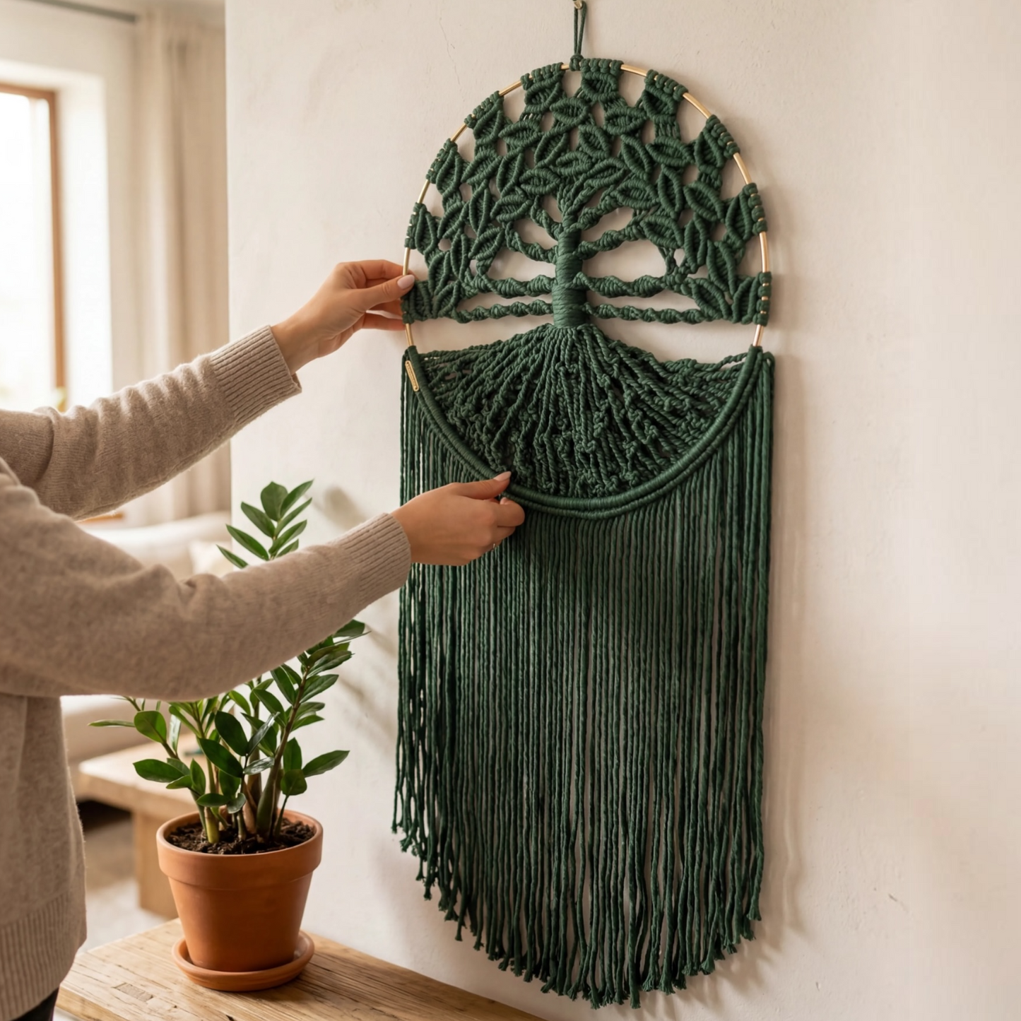 Tree of Life Macrame Wall Hanging – Forest Green