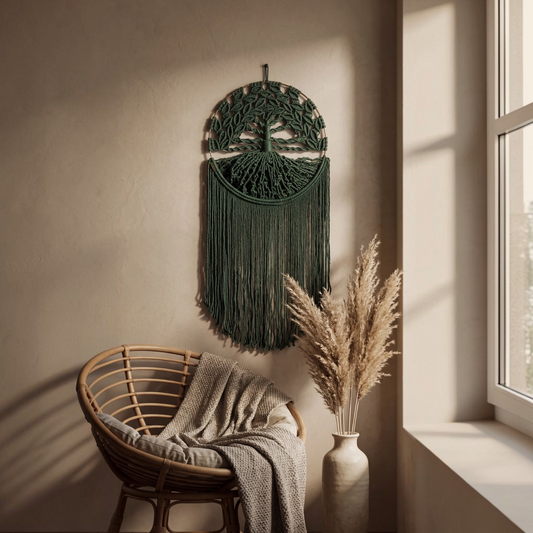 Tree of Life Macrame Wall Hanging – Forest Green
