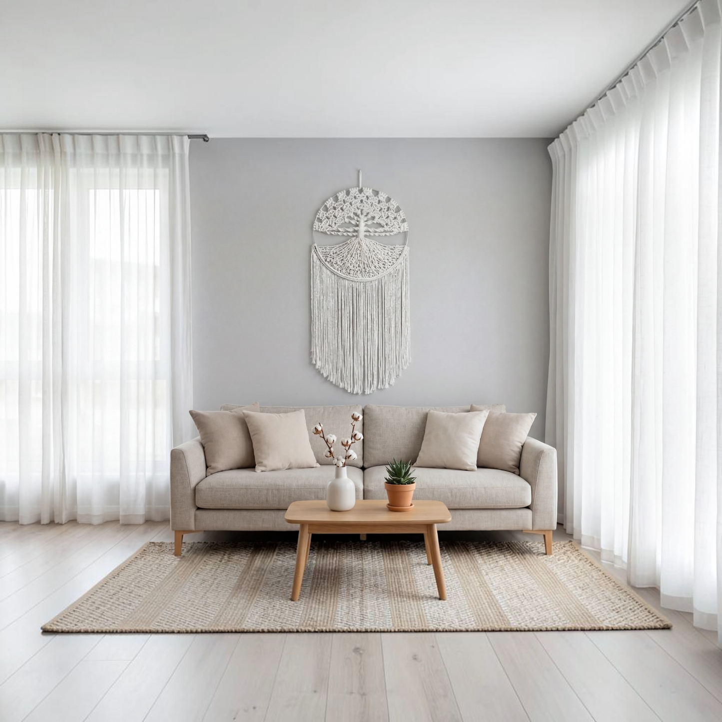 Tree of Life Macrame Wall Hanging – Soft Ivory