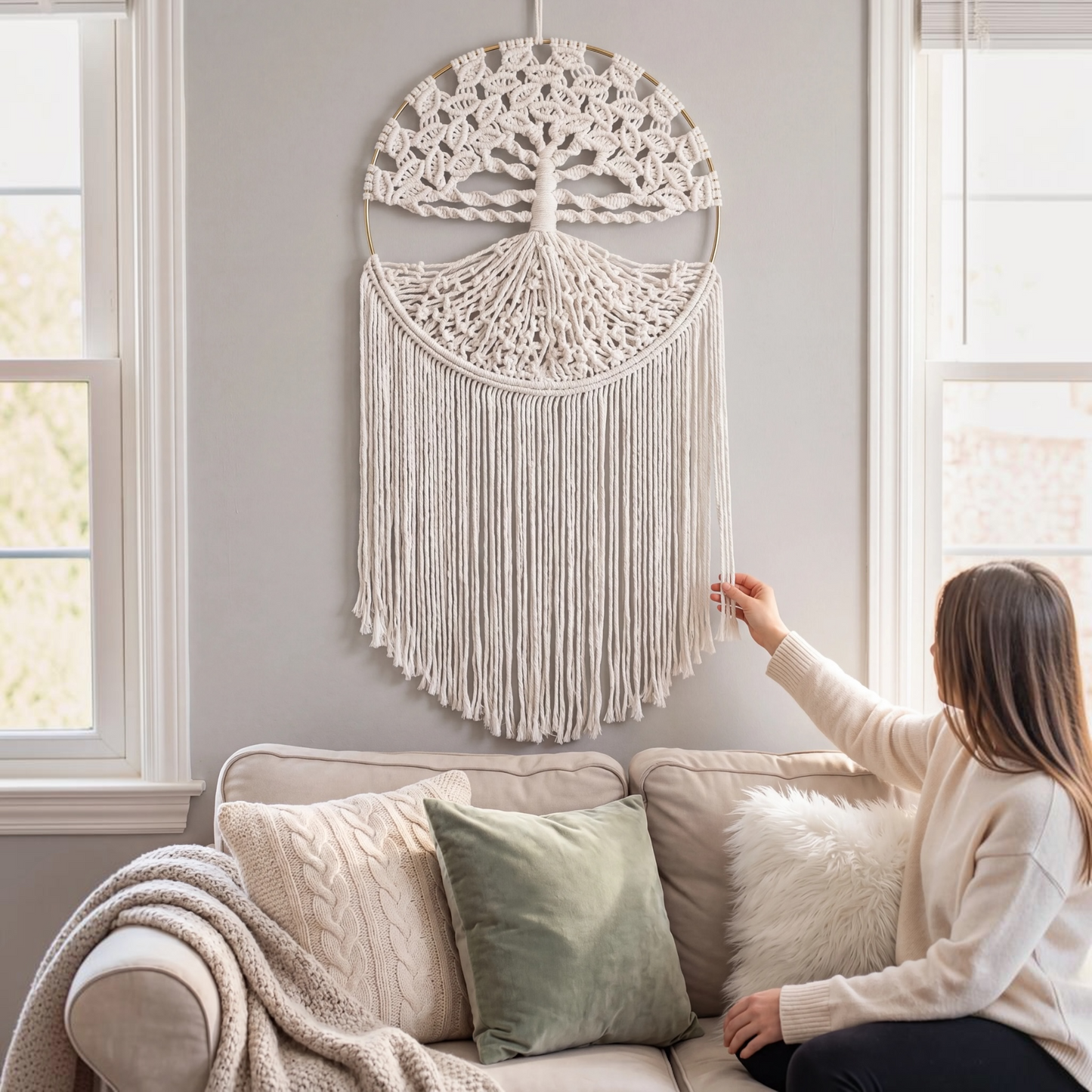 Tree of Life Macrame Wall Hanging – Soft Ivory