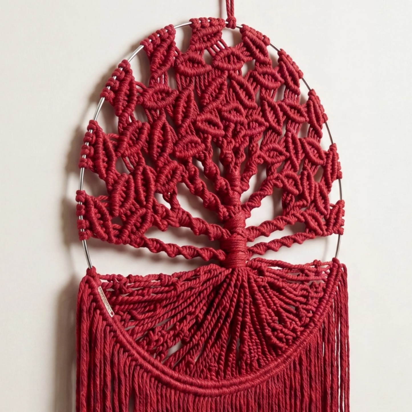 Tree of Life Macrame Wall Hanging –Oxblood Red