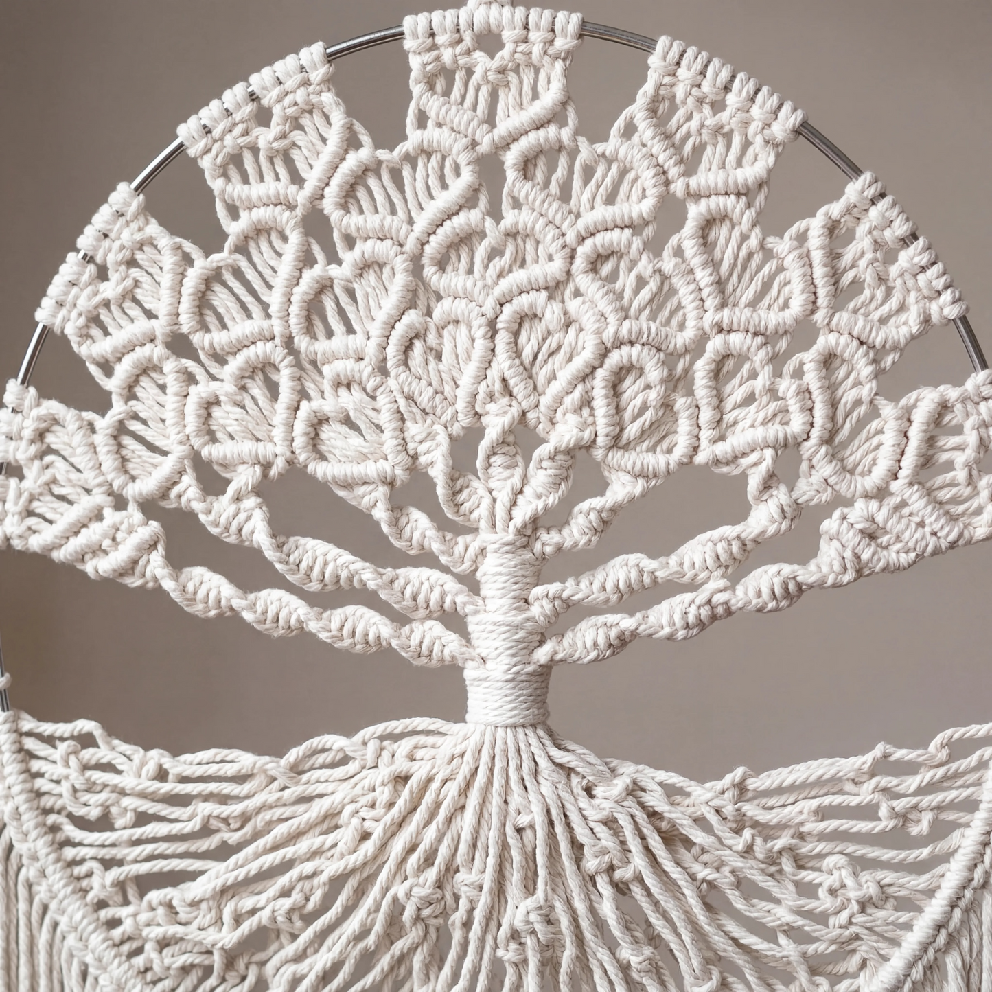 Tree of Life Heart Macrame Wall Hanging – Beige
