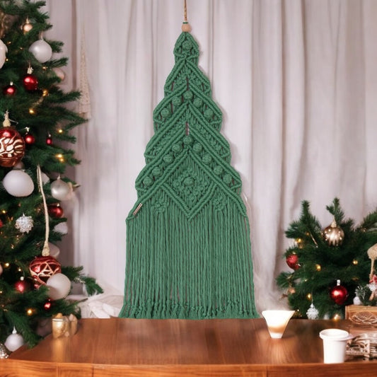 Green Christmas Tree Macrame Wall Hanging