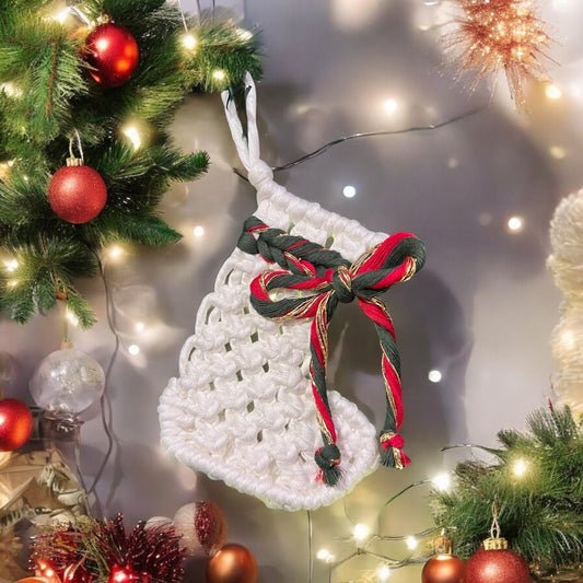 Set of 6 Macrame Christmas Stocking Christmas Tree Ornament