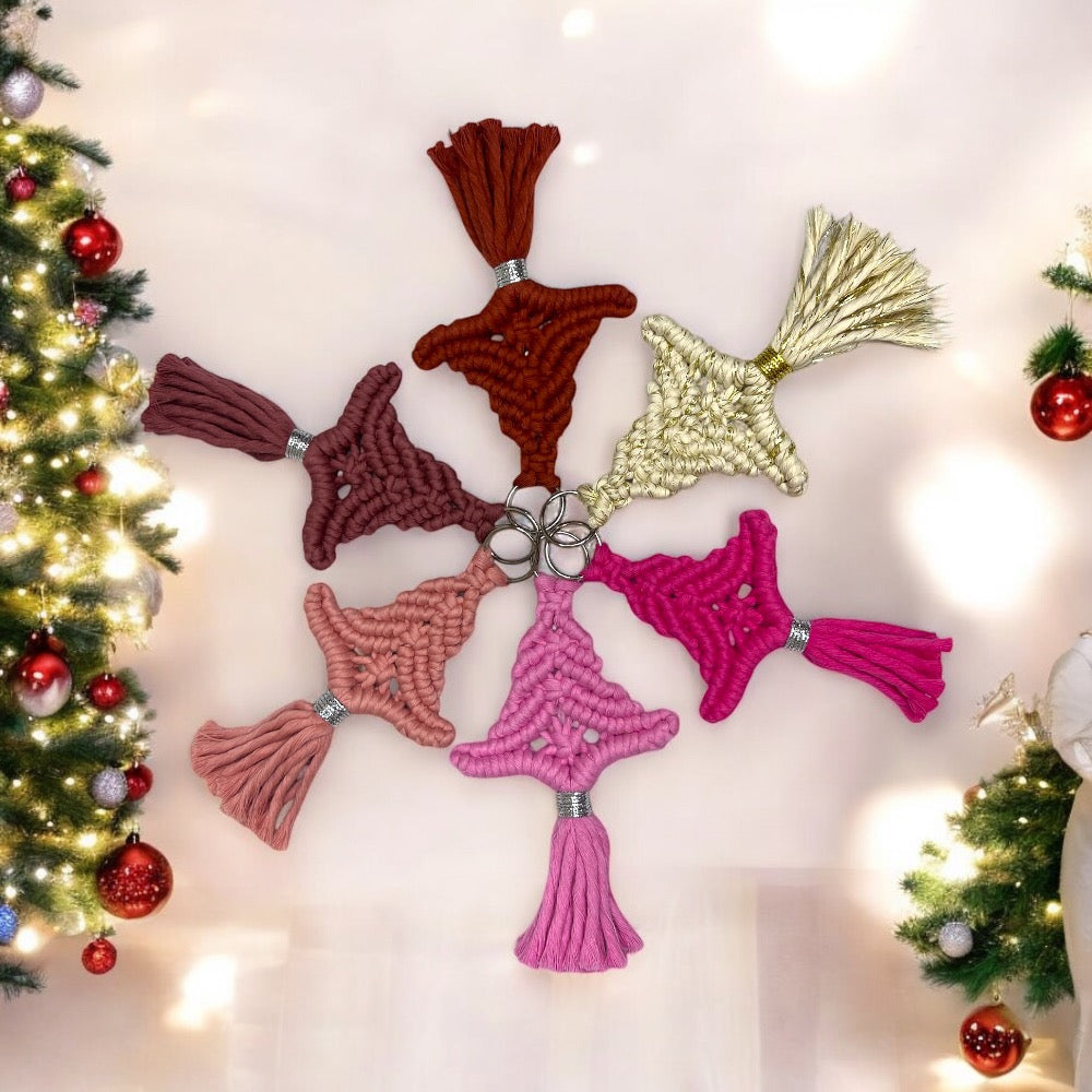 Set of 6 Macrame Christmas Tree Ornament