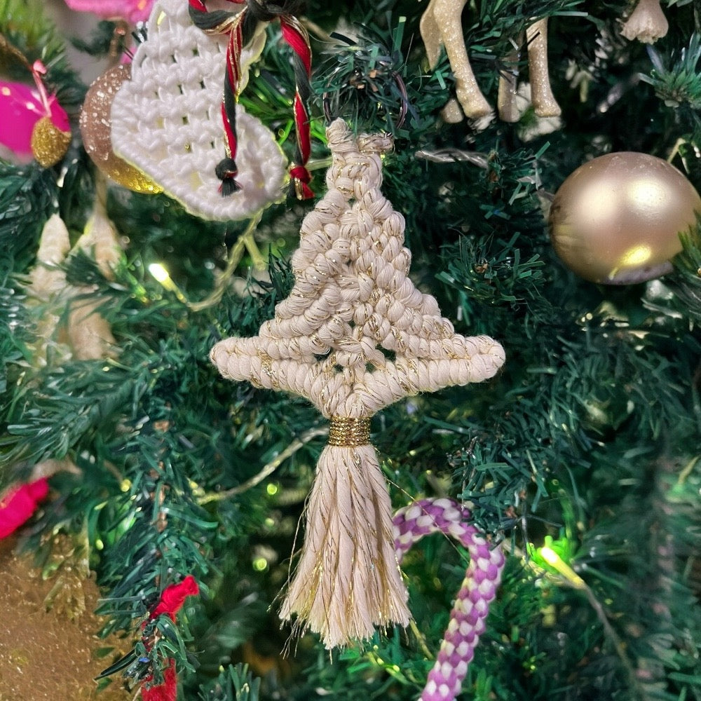 Set of 6 Macrame Christmas Tree Ornament