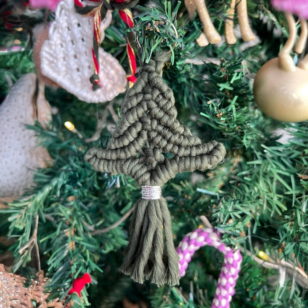 Set of 6 Macrame Christmas Tree Ornament