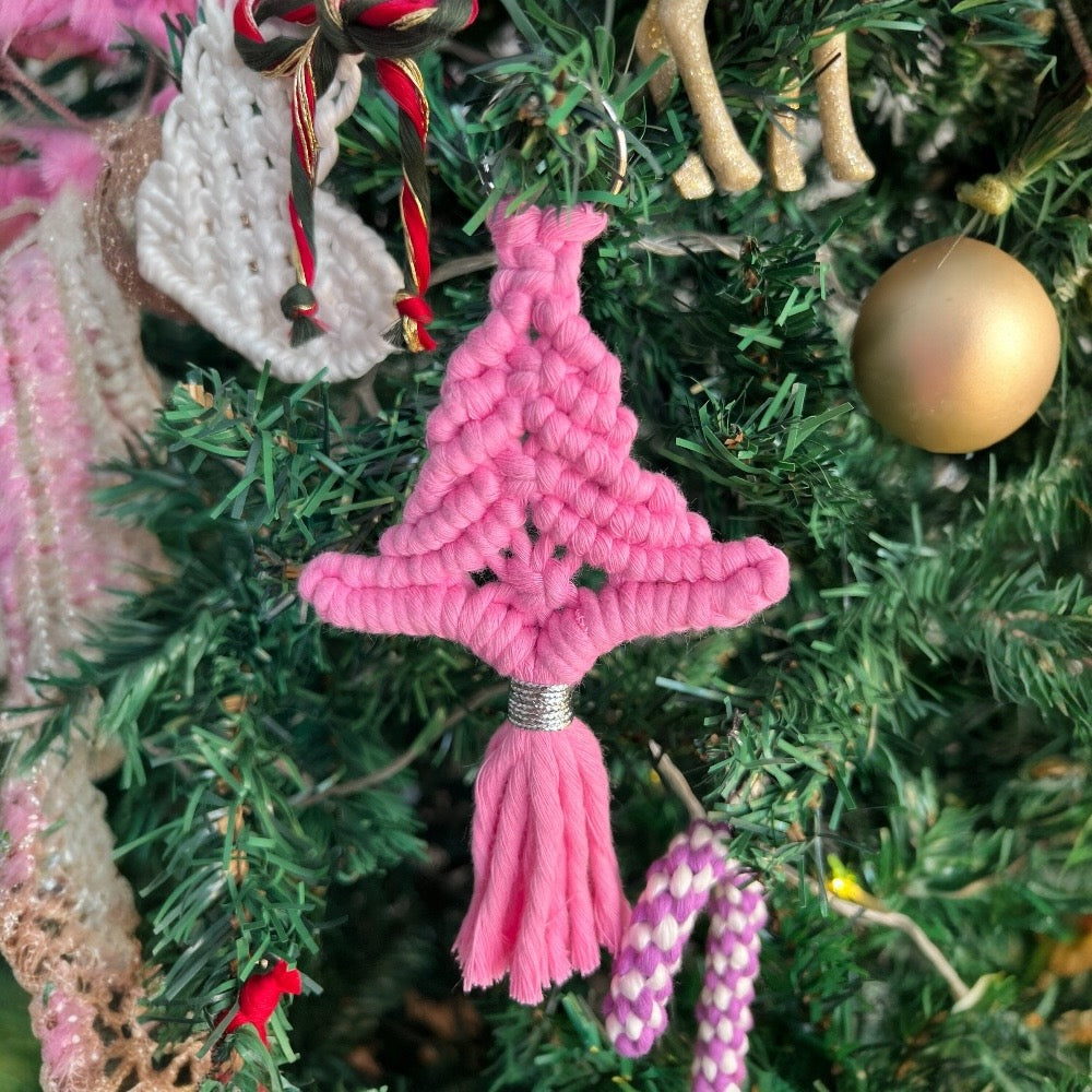 Set of 6 Macrame Christmas Tree Ornament