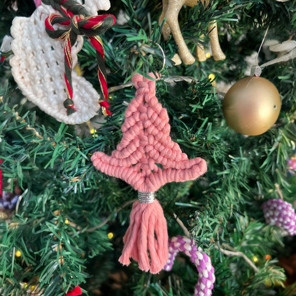 Set of 6 Macrame Christmas Tree Ornament