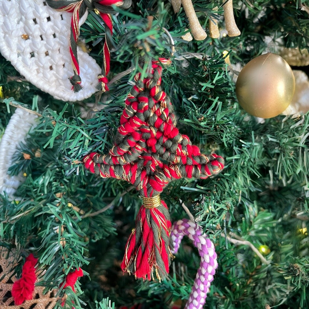 Set of 6 Macrame Christmas Tree Ornament