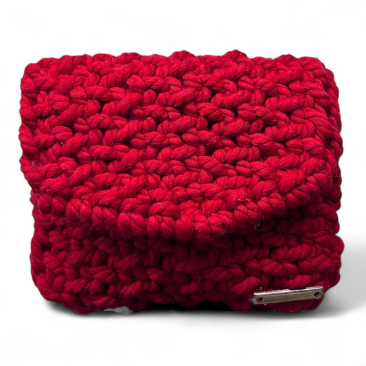 Red Macrame Card Holder & Crossbody Bag