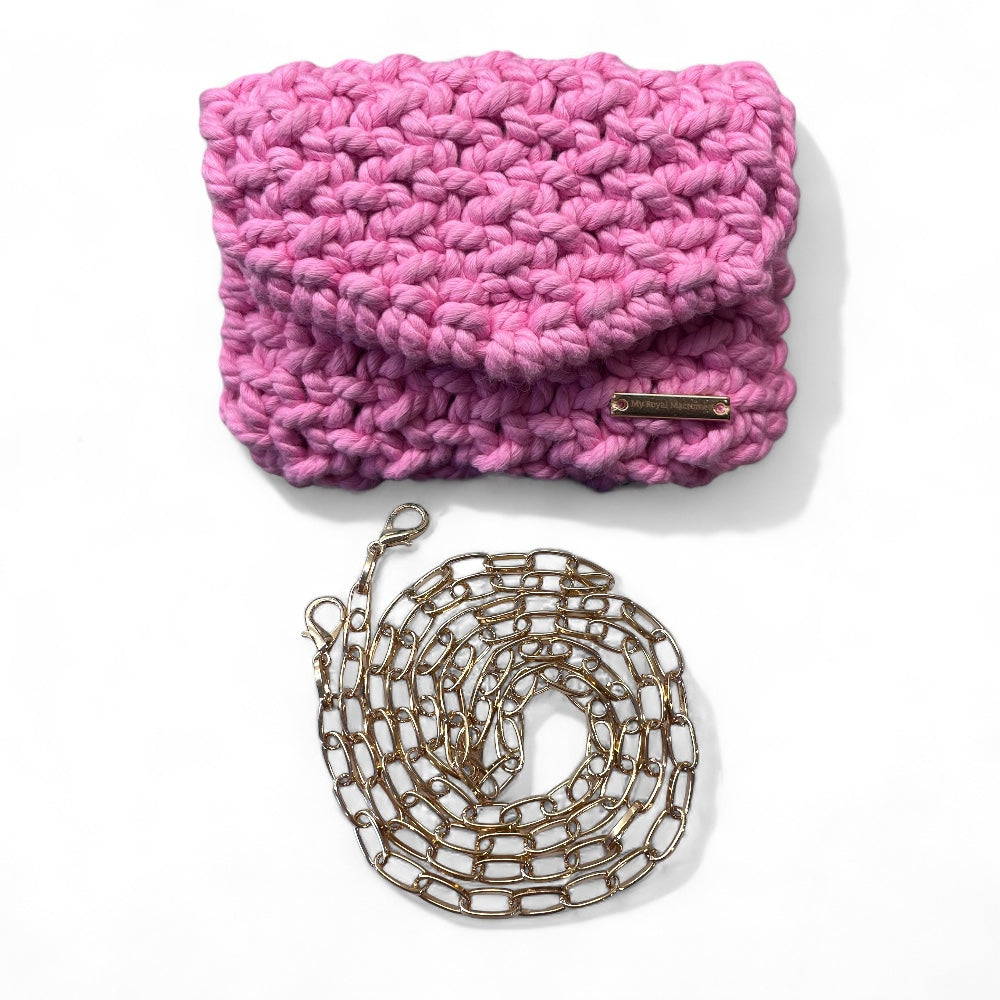 Pink Macrame Card Holder & Crossbody Bag