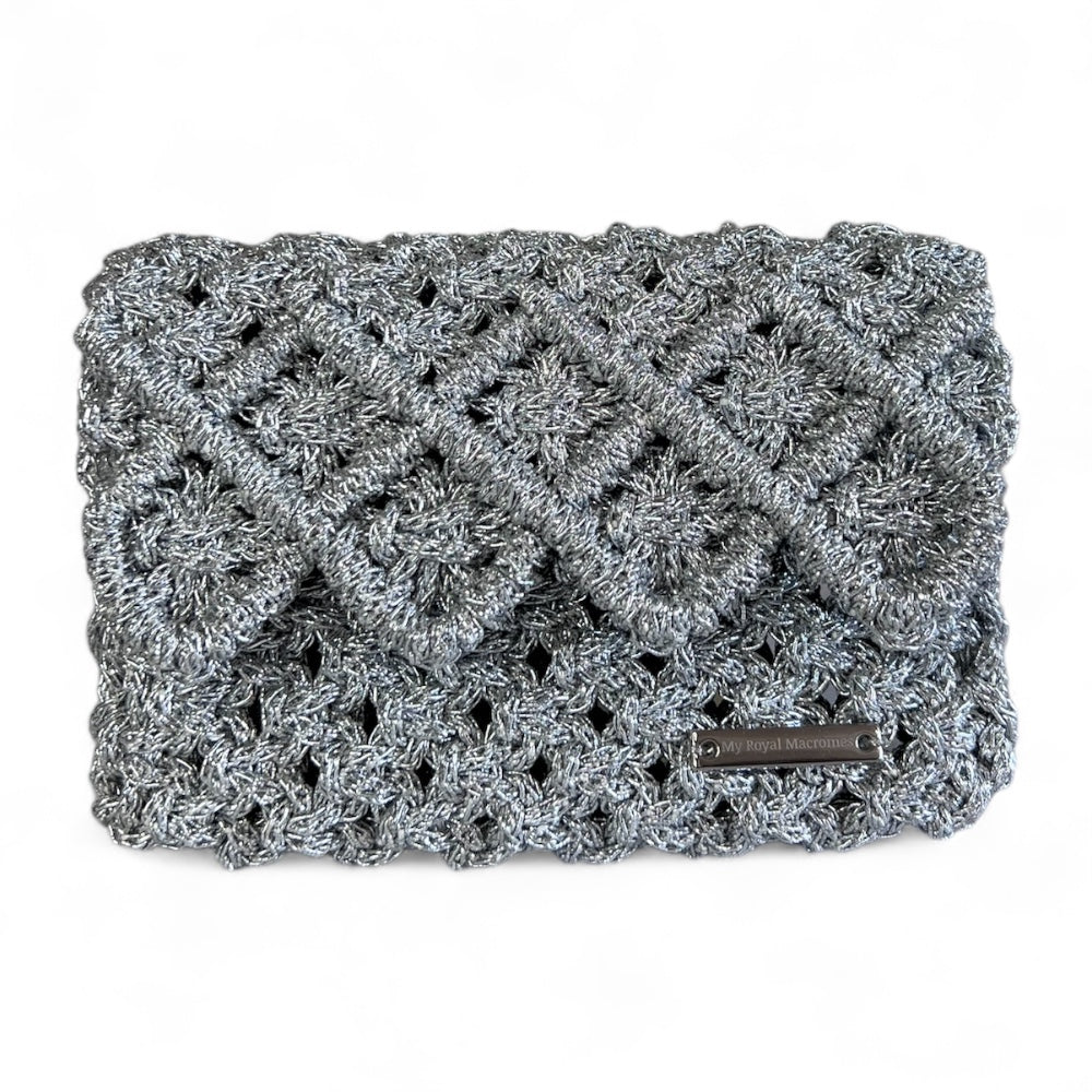 Silver Baklava Model Macrame Card Holder & Handbag