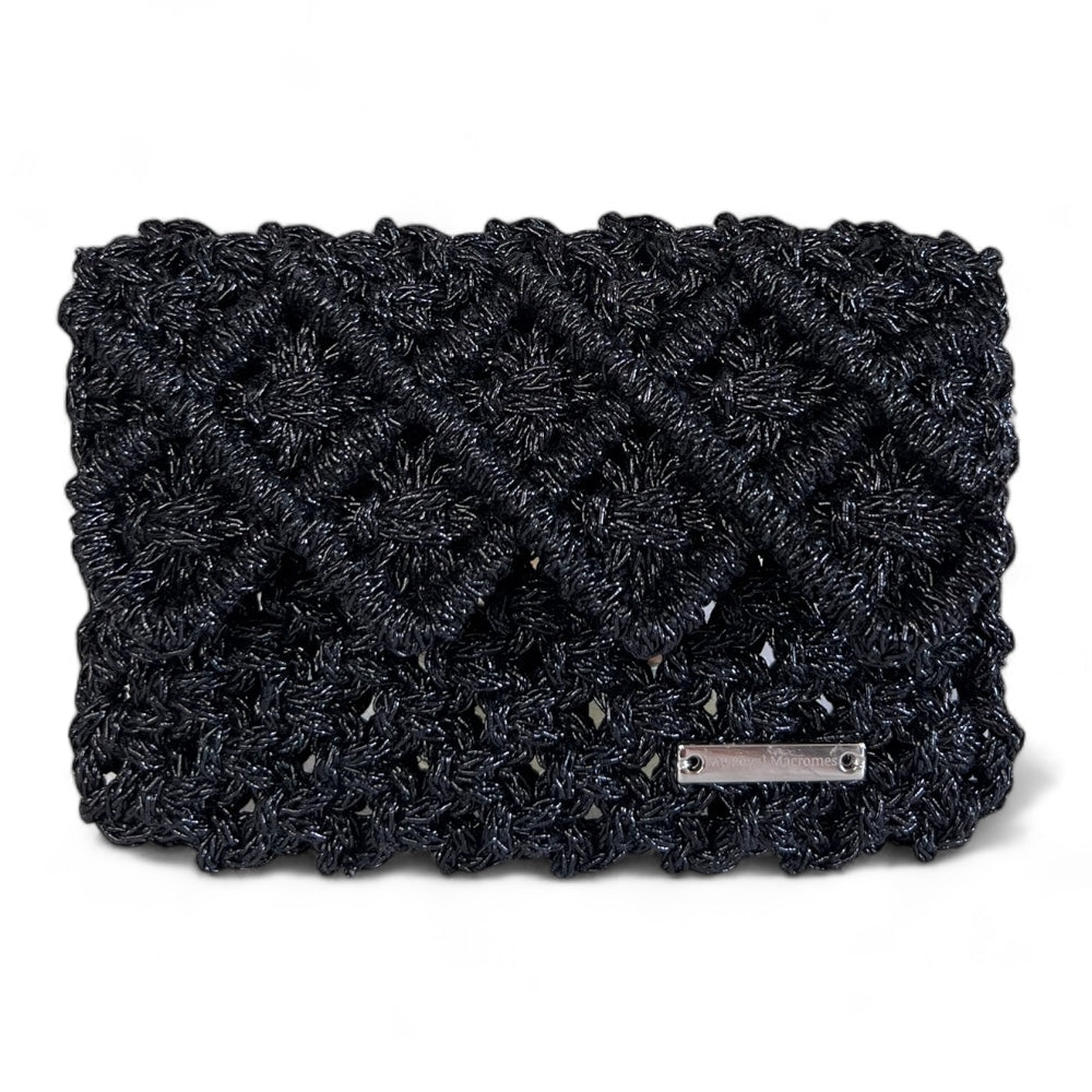 Black Baklava Model Macrame Card Holder & Handbag