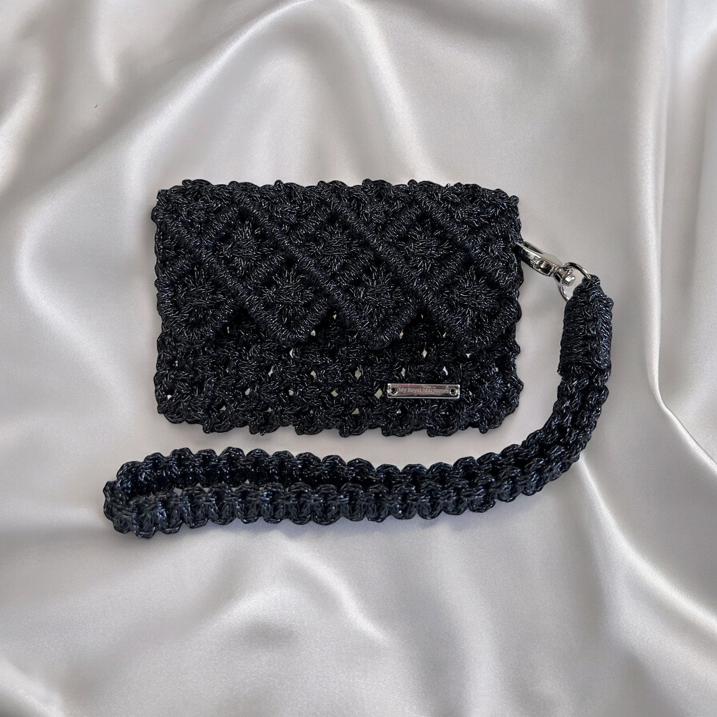 Black Baklava Model Macrame Card Holder & Handbag