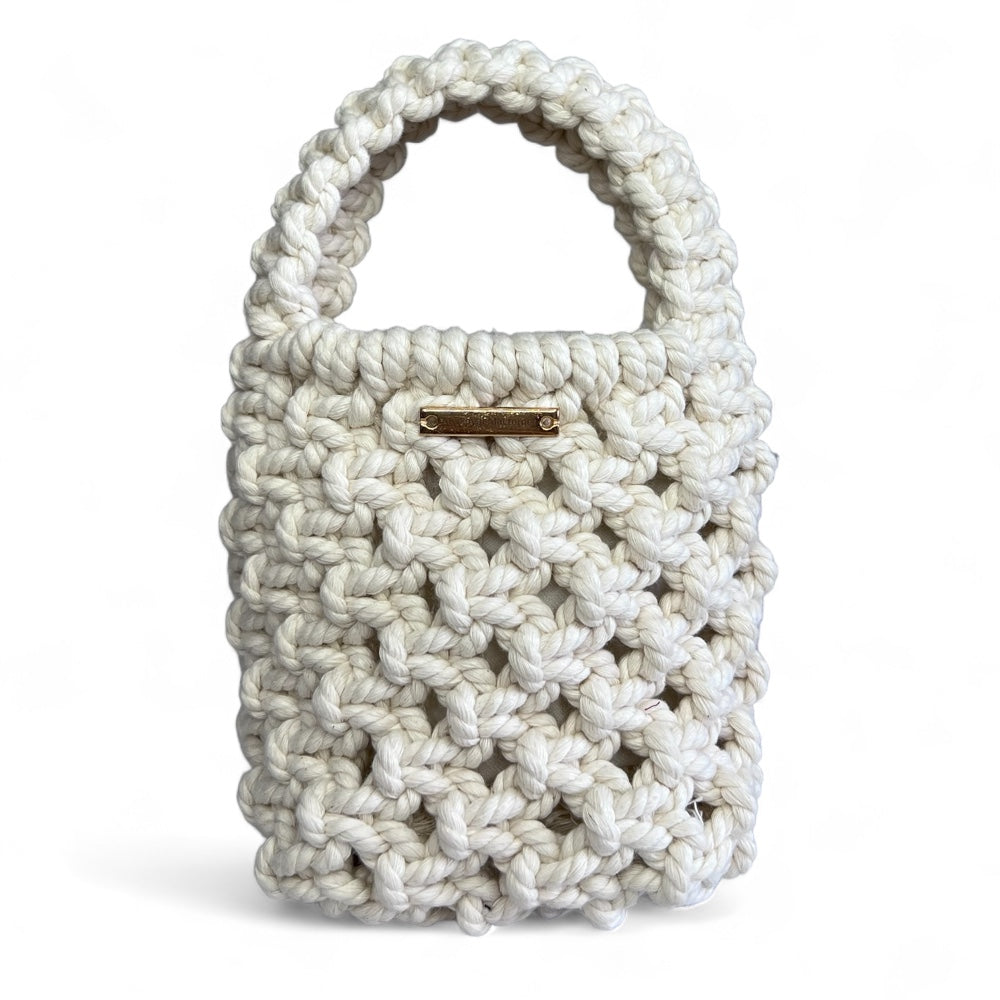 Macramus Ecru Macrame Mini Crossbody Bag