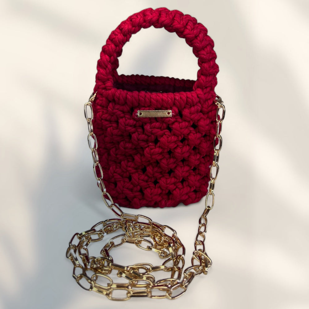 Macramus Red Macrame Mini Crossbody Bag