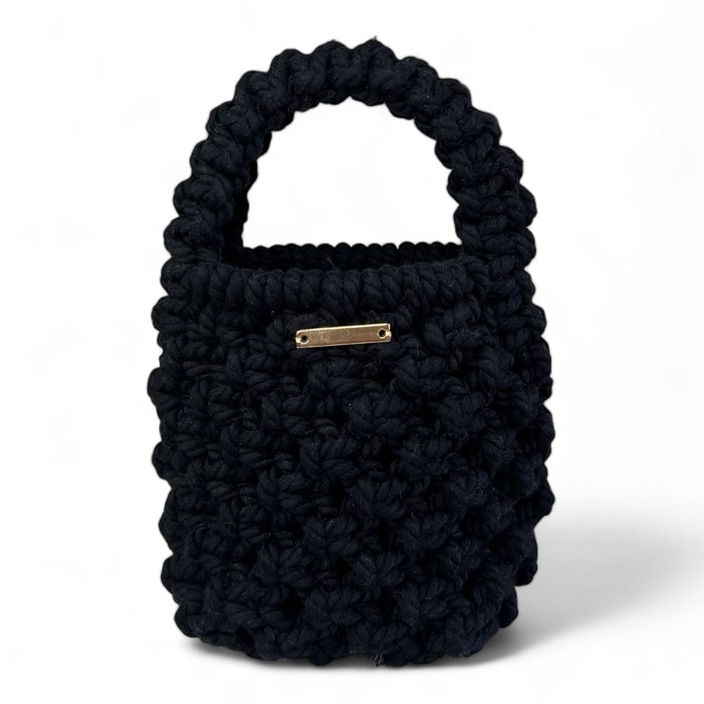 Macramus Black Macrame Mini Crossbody Bag