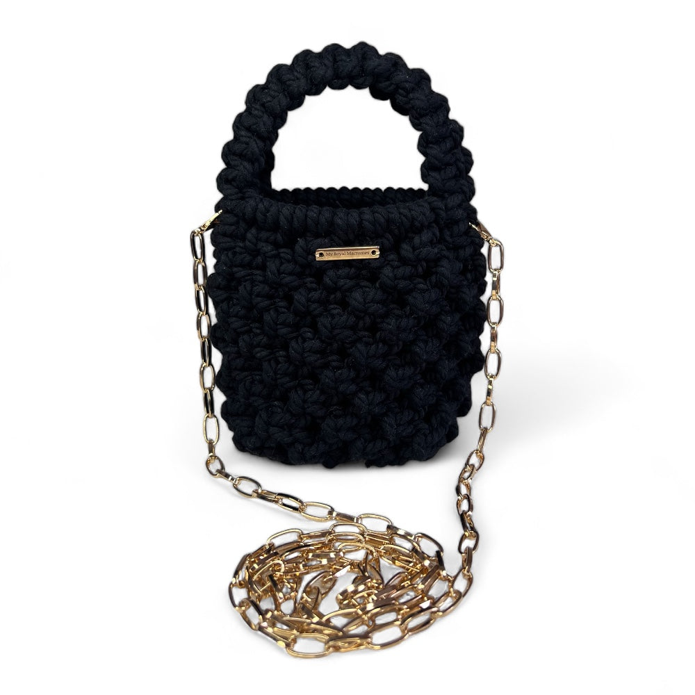 Macramus Black Macrame Mini Crossbody Bag