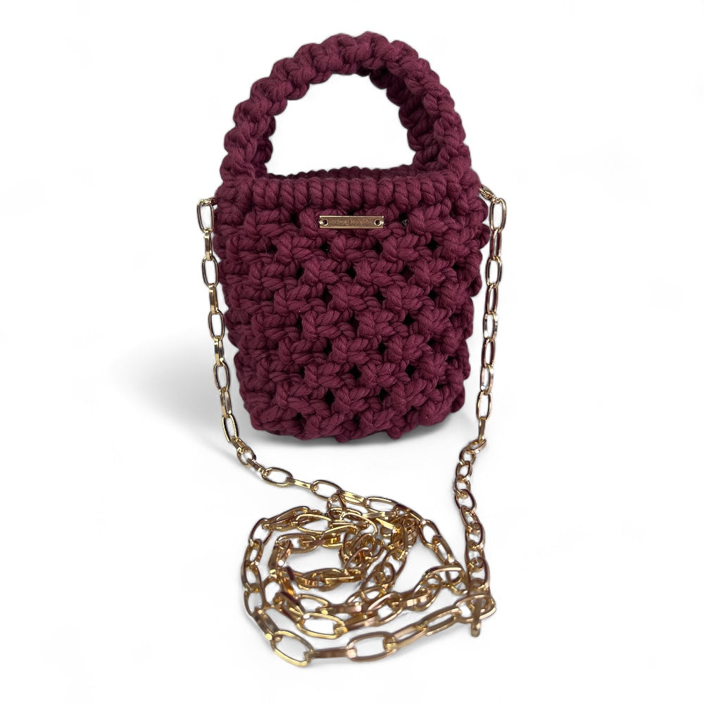 Macramus Plum Macrame Mini Crossbody Bag