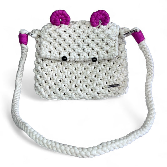 Ecru Macrame Teddy Bear Children Bag