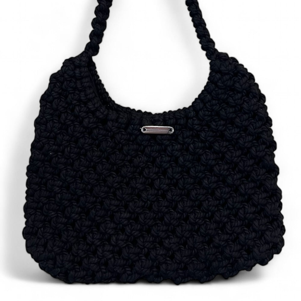 Black Macrame Shoulder Bag