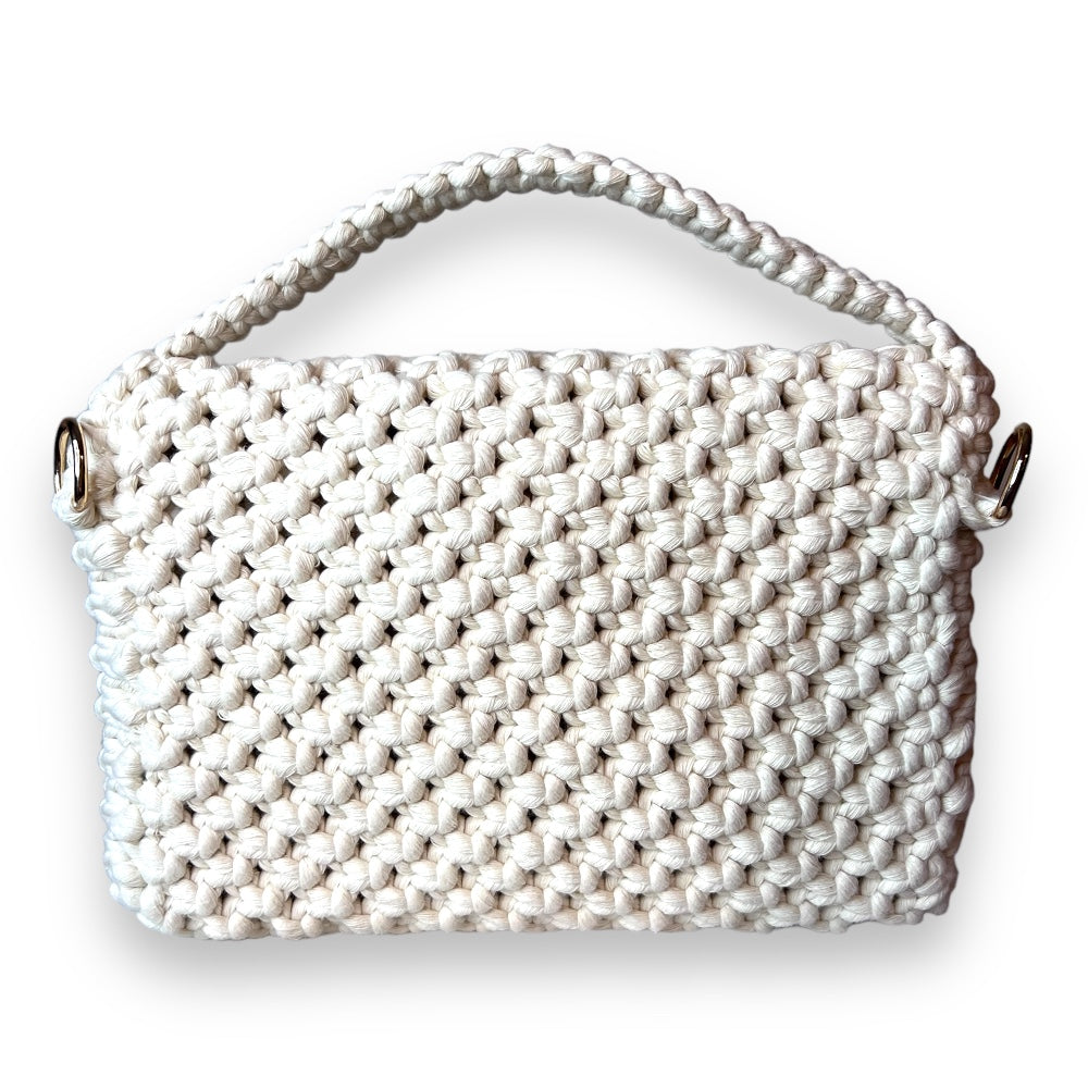 Ecru Baklava Model Macrame Hand & Shoulder Bag