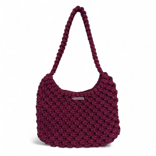 Plum Macrame Shoulder Bag