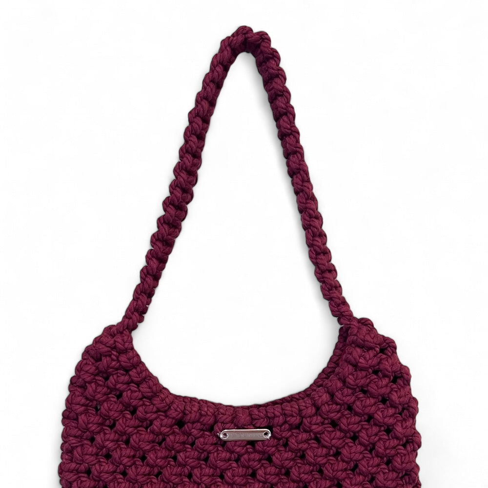 Plum Macrame Shoulder Bag